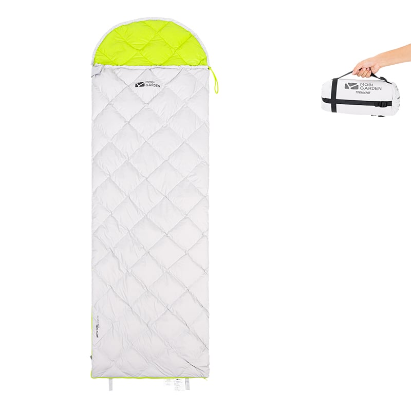 Sac de couchage d'hiver ultra léger en duvet de canard gris pour 1 personne image de fenêtre