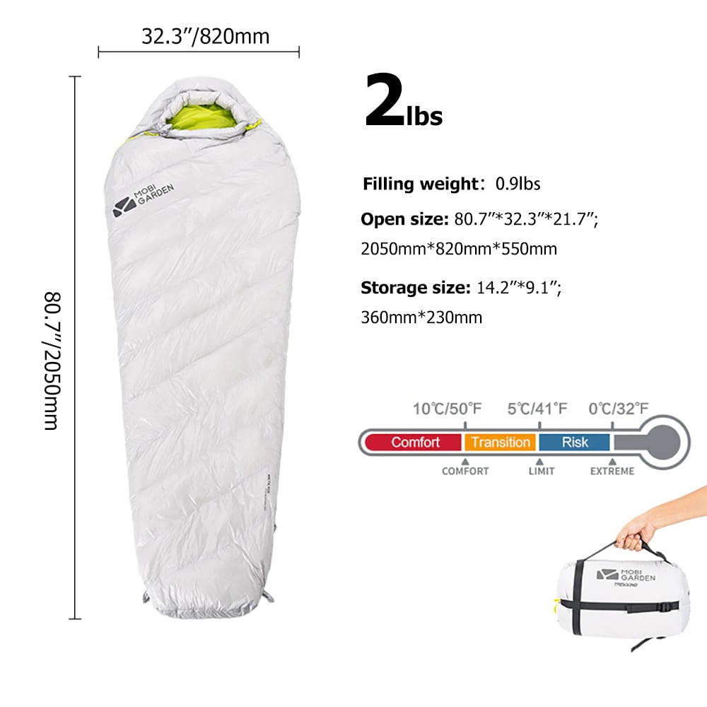 Sac de Couchage en Duvet d'oie Ultraléger Hiver 1 Personne image de fenêtre