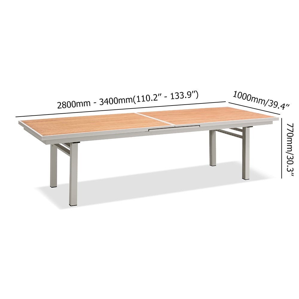 9-Pieces Outdoor Dining Set with Extendable Table and 8 Side Chairs window image