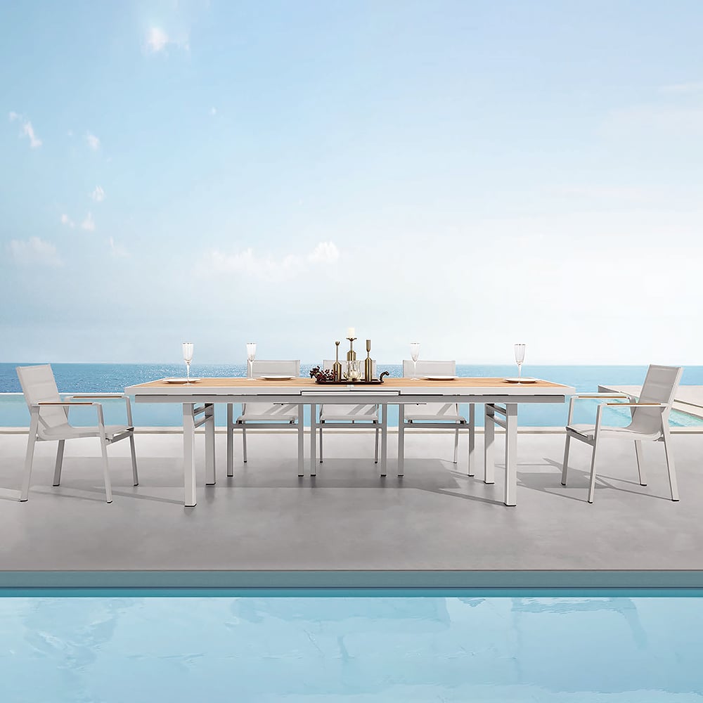9-Pieces Outdoor Dining Set with Extendable Table and 8 Side Chairs window image