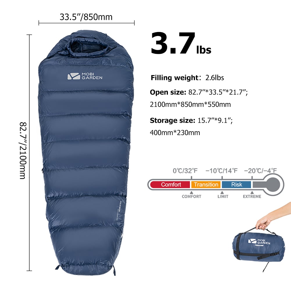 Ultralight High Quality Duck Down 1 Person Ultralight Winter Sleeping Bag window image