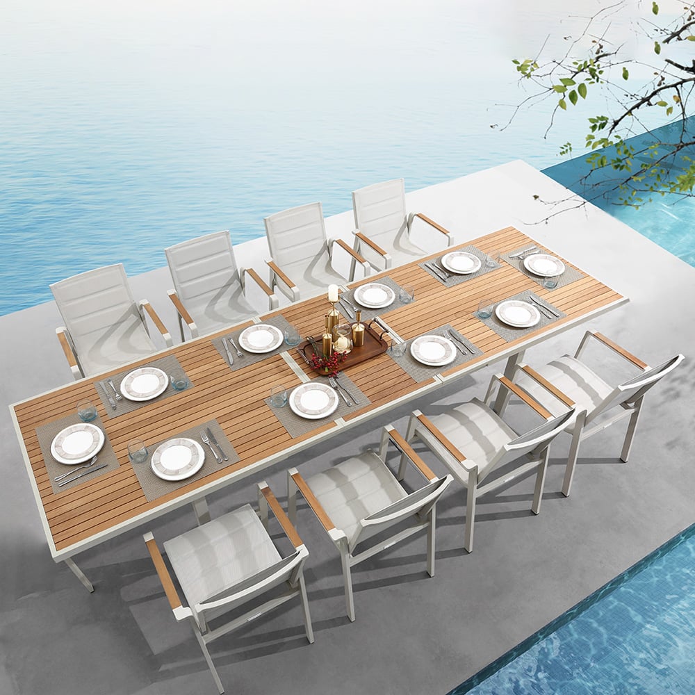 9-Pieces Outdoor Dining Set with Extendable Table and 8 Side Chairs window image