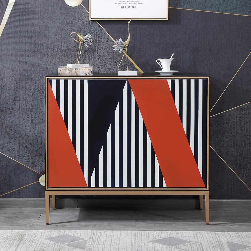 Postmodern Display Cabinet 2-Door 2-Shelf Accent Cabinet window image