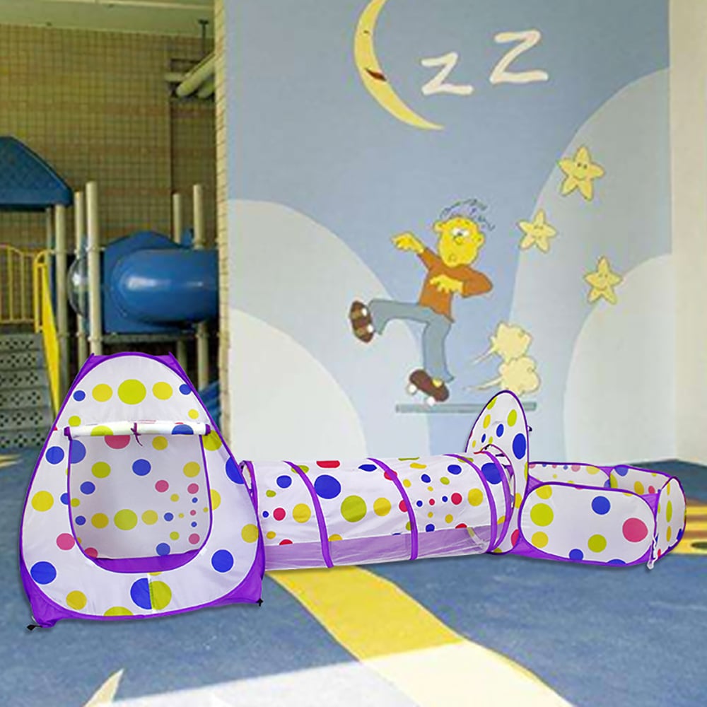 Kid's Play Tent Portable Folding Polka Dot Three Piece Set Outdoors window image