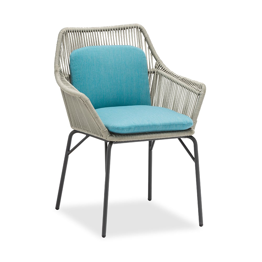 7-Pieces Aluminum Outdoor Dining Set with Webbing Chairs and Cross Legs Dining Table window image