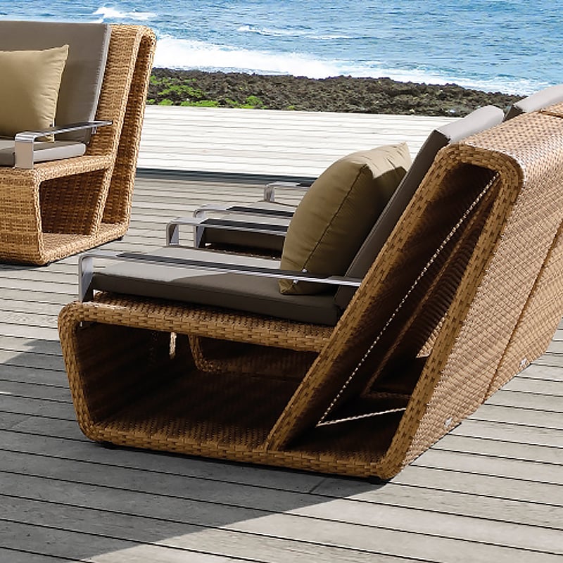 PE Rattan Woven Patio Loveseat with Storage Base Design window image