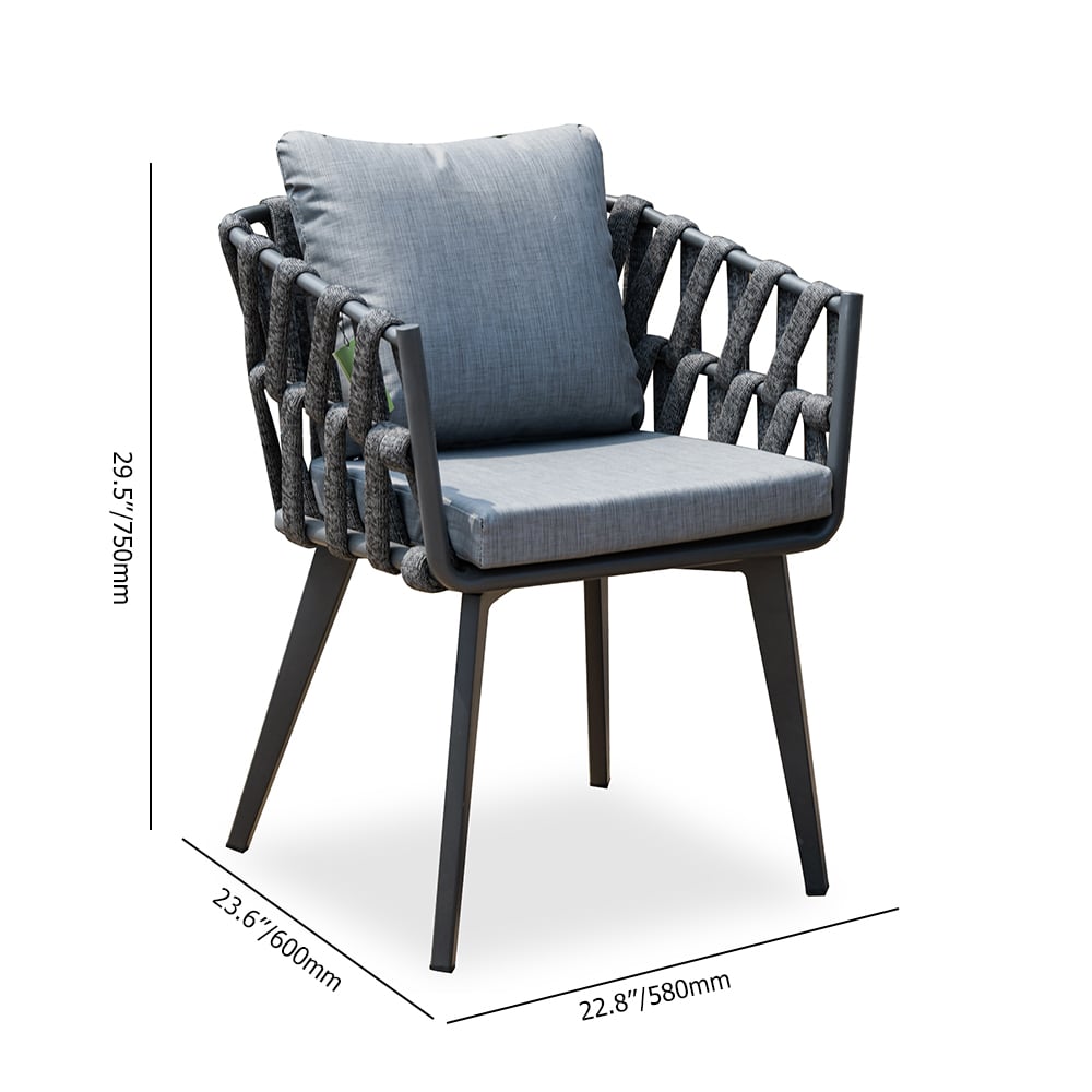 7-Pieces Outdoor Dining Set with Aluminum Frame and Rope Woven Armchair window image