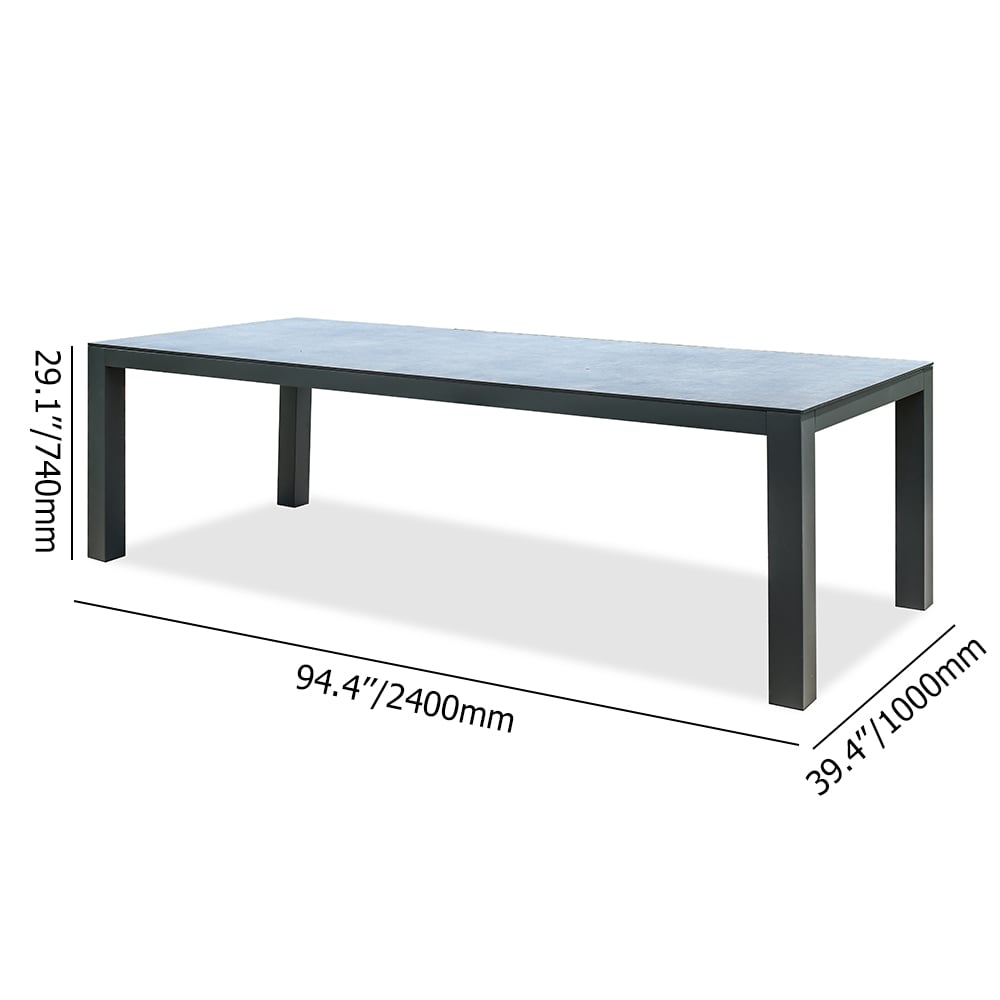 7-Pieces Aluminum Outdoor Dining Set with Webbing Chairs and 4 Legs Dining Table window image