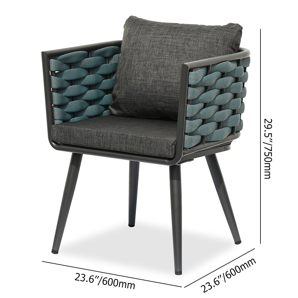 7-Pieces Aluminum Outdoor Dining Set with Webbing Chairs and 4 Legs Dining Table window image