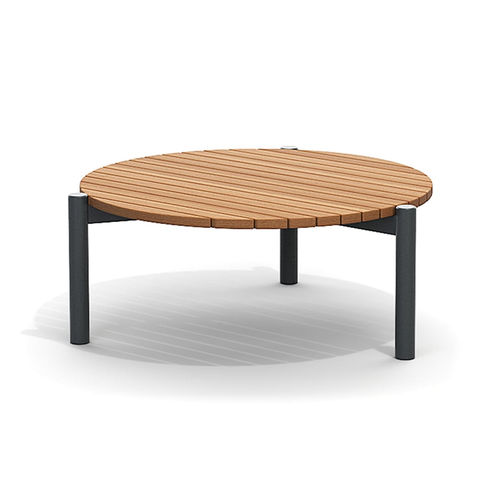 1000.8mm Round 3 Legs Outdoor Coffee Table with WPC-top Aluminum Frame window image