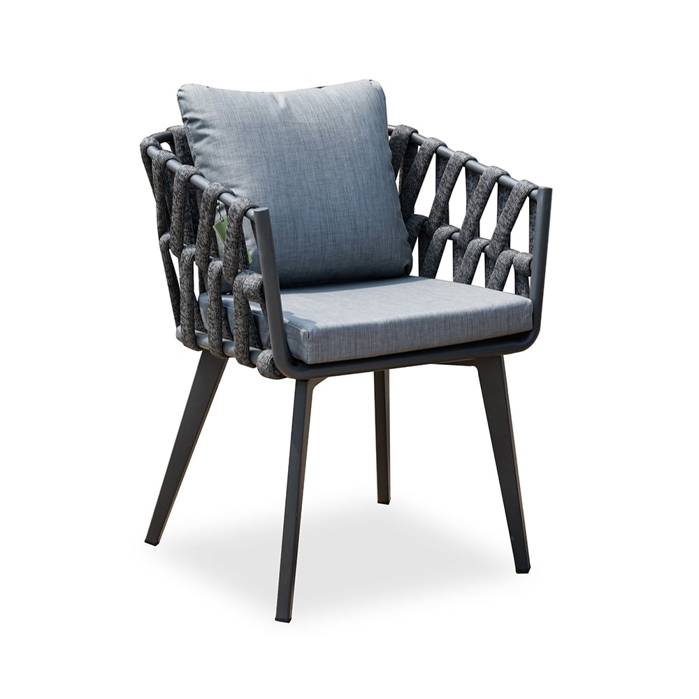 7-Pieces Outdoor Dining Set with Aluminum Frame and Rope Woven Armchair window image