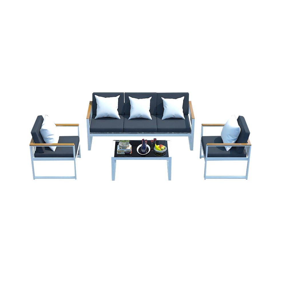 4-Pieces Polyester Outdoor Conversation Set with Aluminum Frame and Coffee Table window image
