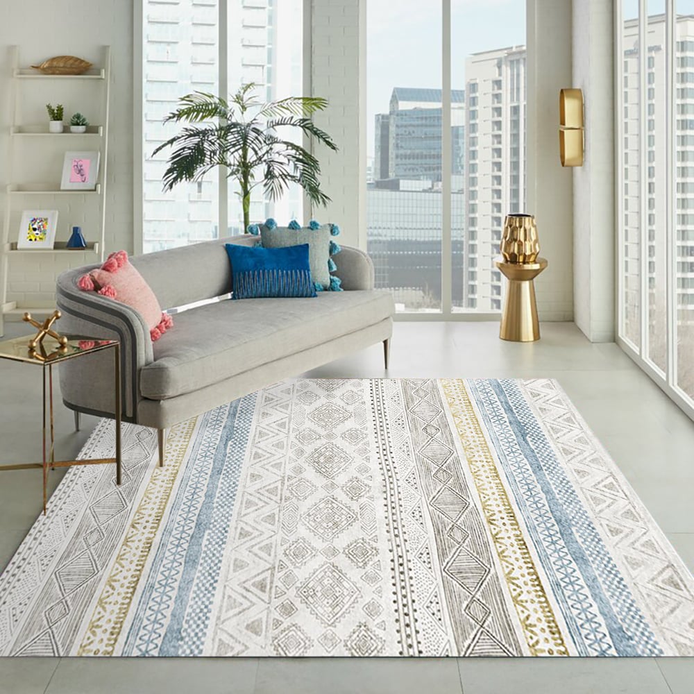 1800mm × 2700mm Modern Nordic Geometric Multi-coloured Rectangle Area Rug window image