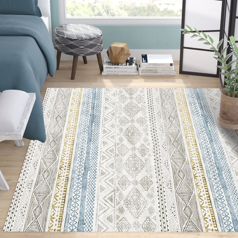 1800mm × 2700mm Modern Nordic Geometric Multi-coloured Rectangle Area Rug window image