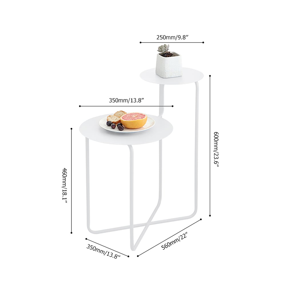 Modern White Metal End Table 2-Tiered Double Tray Side Table window image