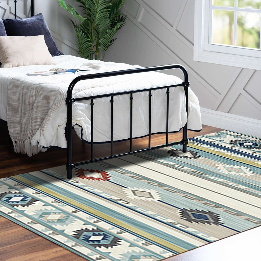 3000mm × 4000mm Modern Simple Geometric Multi-coloured Rectangle Area Rug window image