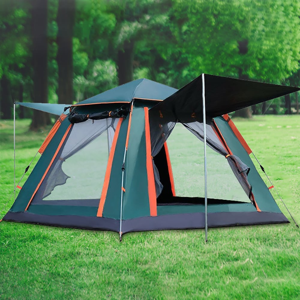 Automatic Instant Open 3-4 Person Tent with 4-Sided Windows window image