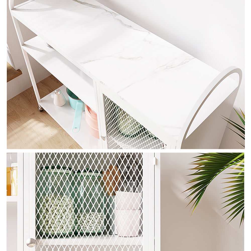 White Kitchen Island Neo-Chinese Removable Kitchen Cabinet in Large window image