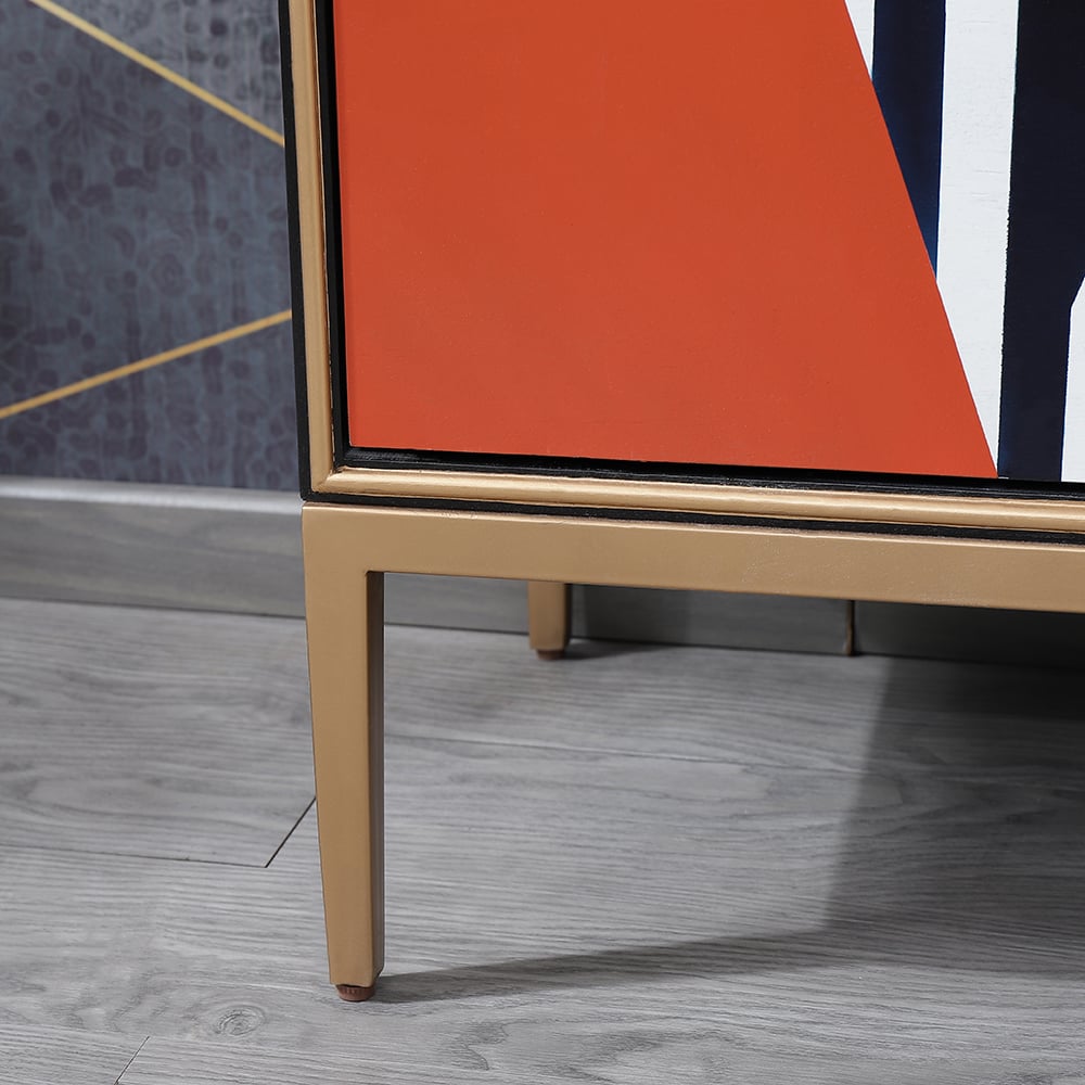 Postmodern Buffet Contrast Color Painting 4-Door 4-Shelf 59" Sideboard Cabinet window image