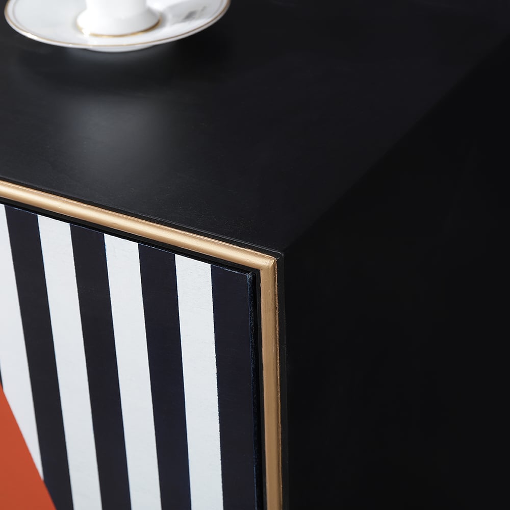 Postmodern Buffet Contrast Color Painting 4-Door 4-Shelf 59" Sideboard Cabinet window image