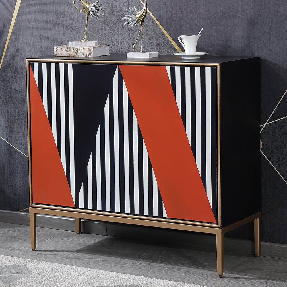 Postmodern Display Cabinet 2-Door 2-Shelf Accent Cabinet window image