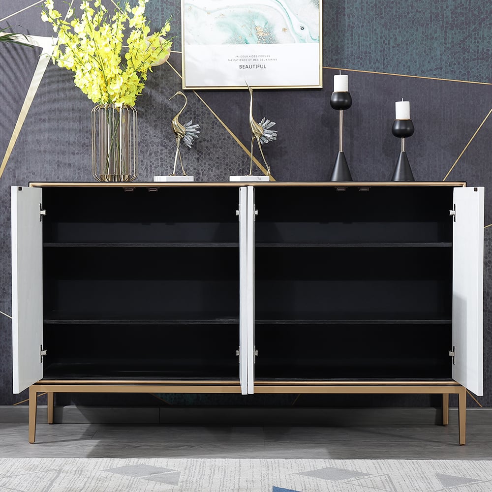 Postmodern Buffet Contrast Color Painting 4-Door 4-Shelf 59" Sideboard Cabinet window image