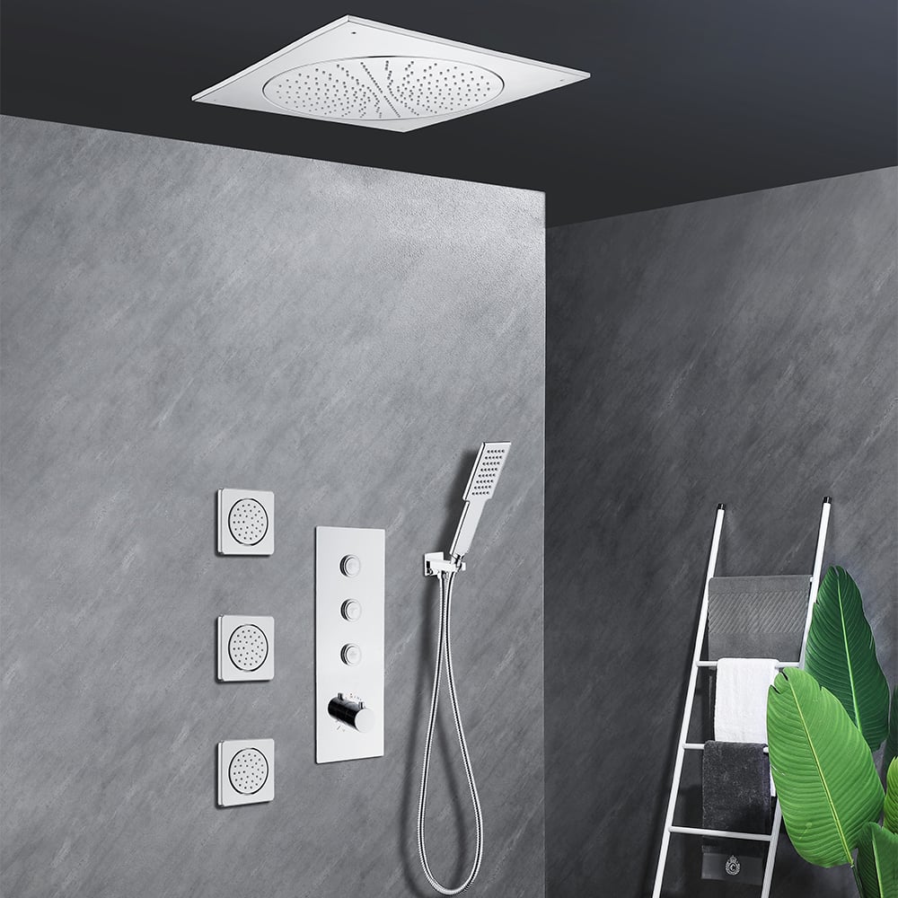 18.9" Ceiling Mounted 3-Function Shower System Thermostatic Valve in Polished Chrome window image