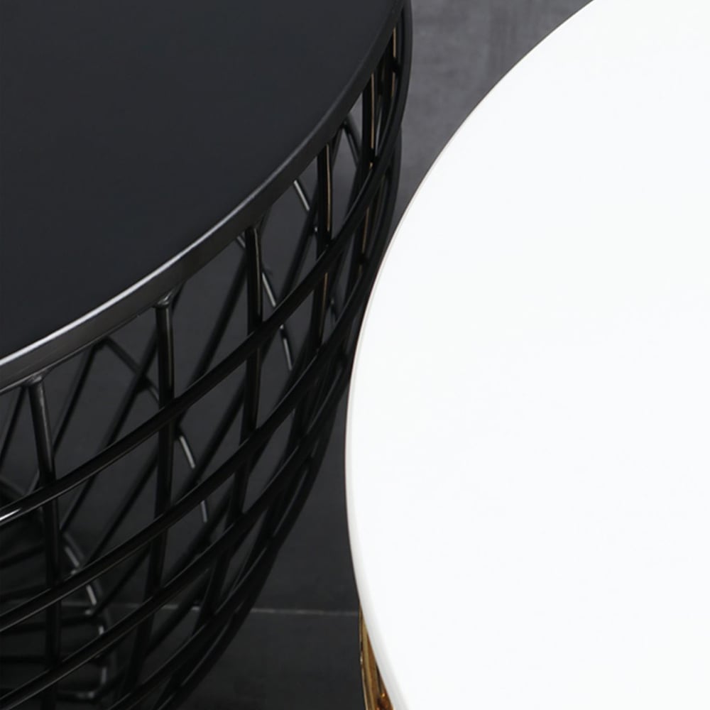 600mm Round End Table MDF Tabletop & Gold Metal Base Side Table window image