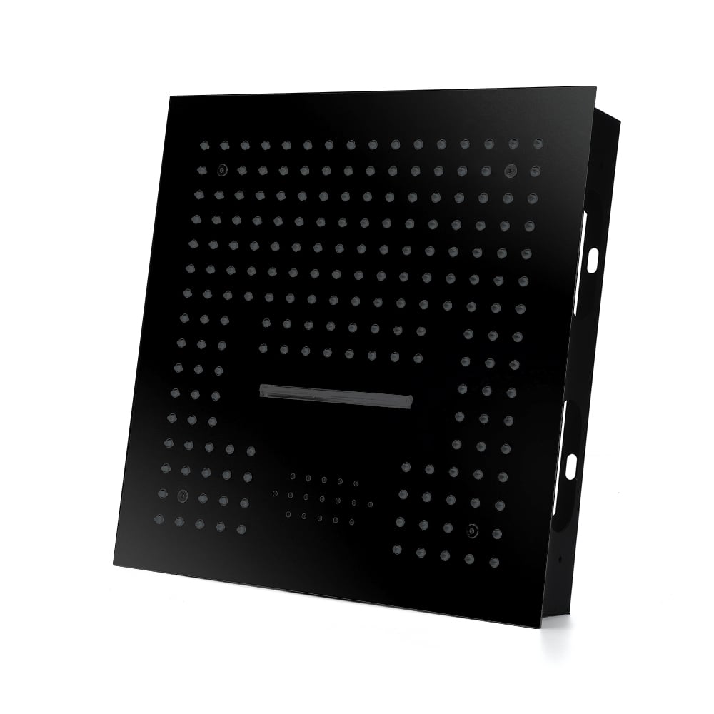 Matte Black Stainless Steel 16 inch Rain and Waterfall Music LED Shower Head window image