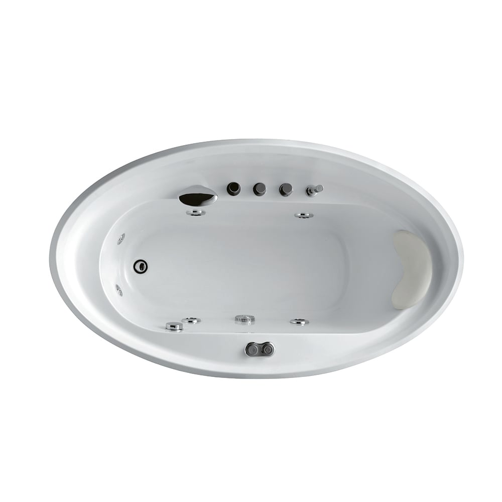 1700mm Modern Freestanding Oval White Acrylic Air Whirlpool Jetted Bath window image