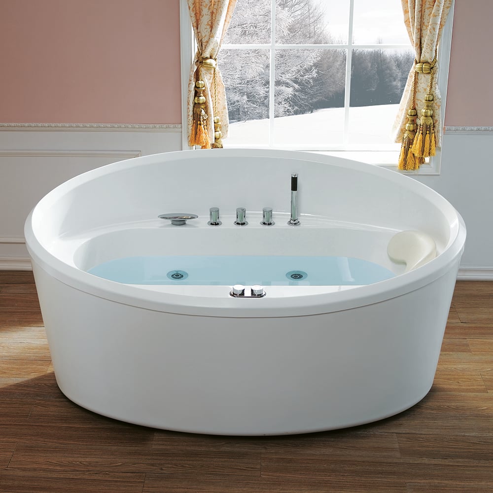 1700mm Modern Freestanding Oval White Acrylic Air Whirlpool Jetted Bath window image