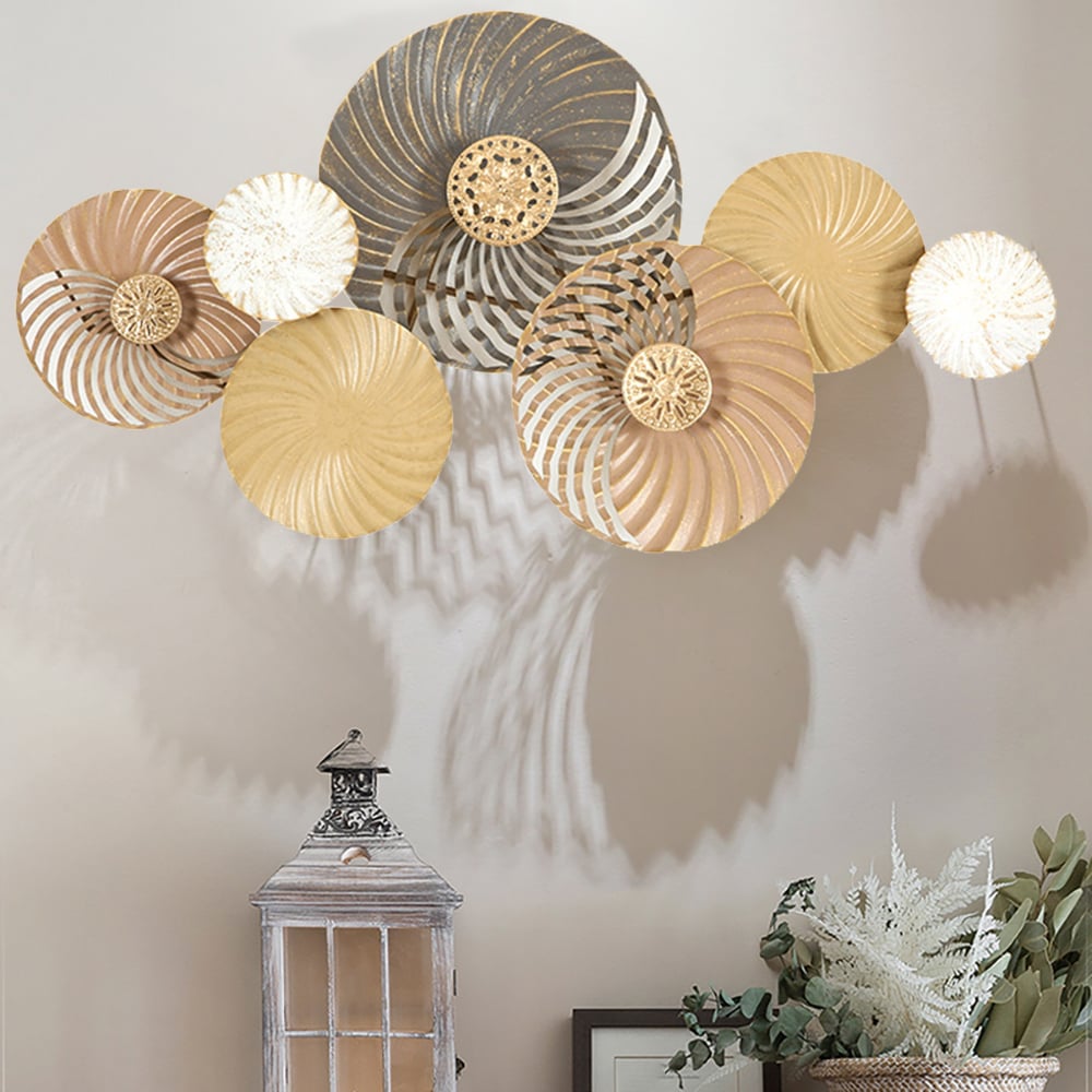 Vintage Geometrical Metal Round Wall Decor Home Art window image