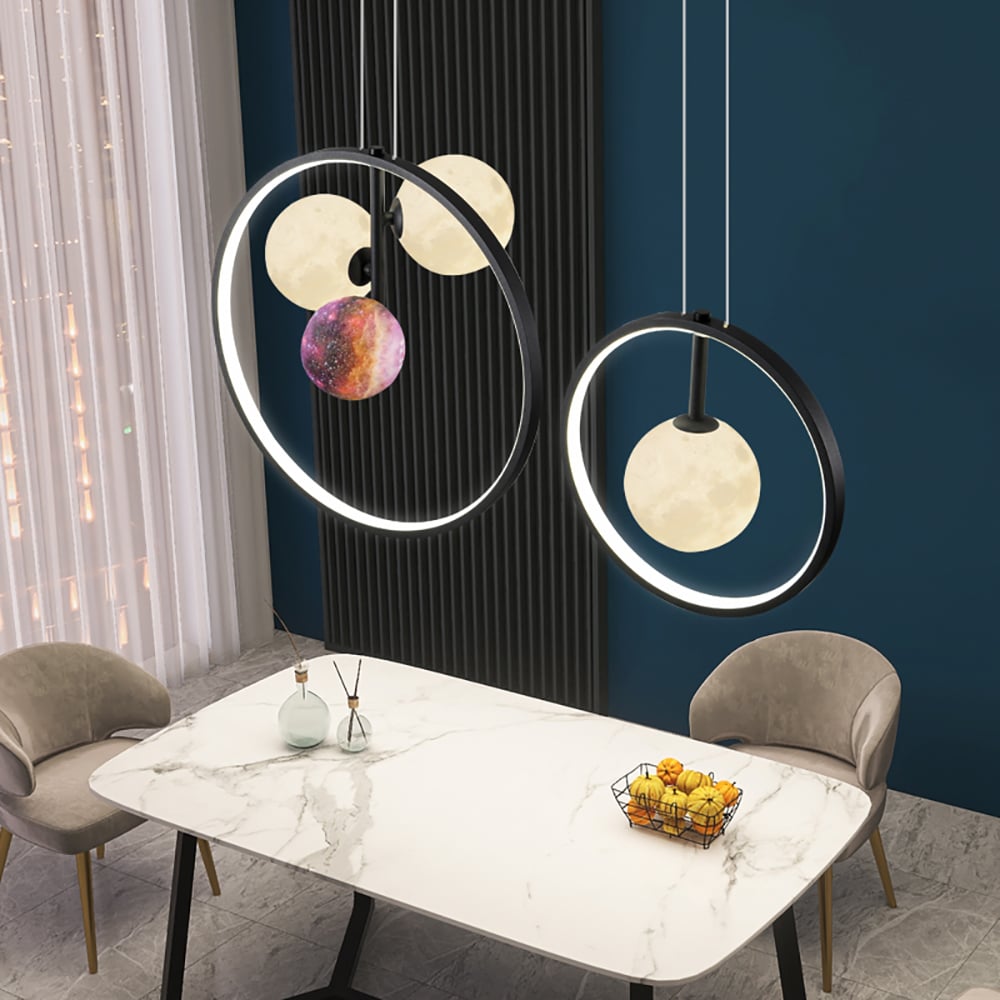Lámpara colgante LED moderna de 4 luces de isla lineal con pantalla de vidrio Imagen de ventana