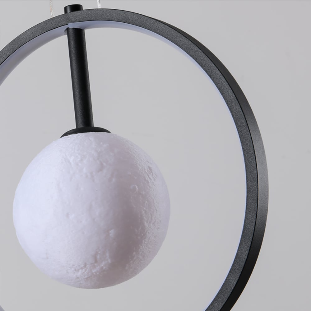 Moderne Globe 3-licht hanglamp 3D maan- en sterrennachtlampenkappen Vensterafbeelding
