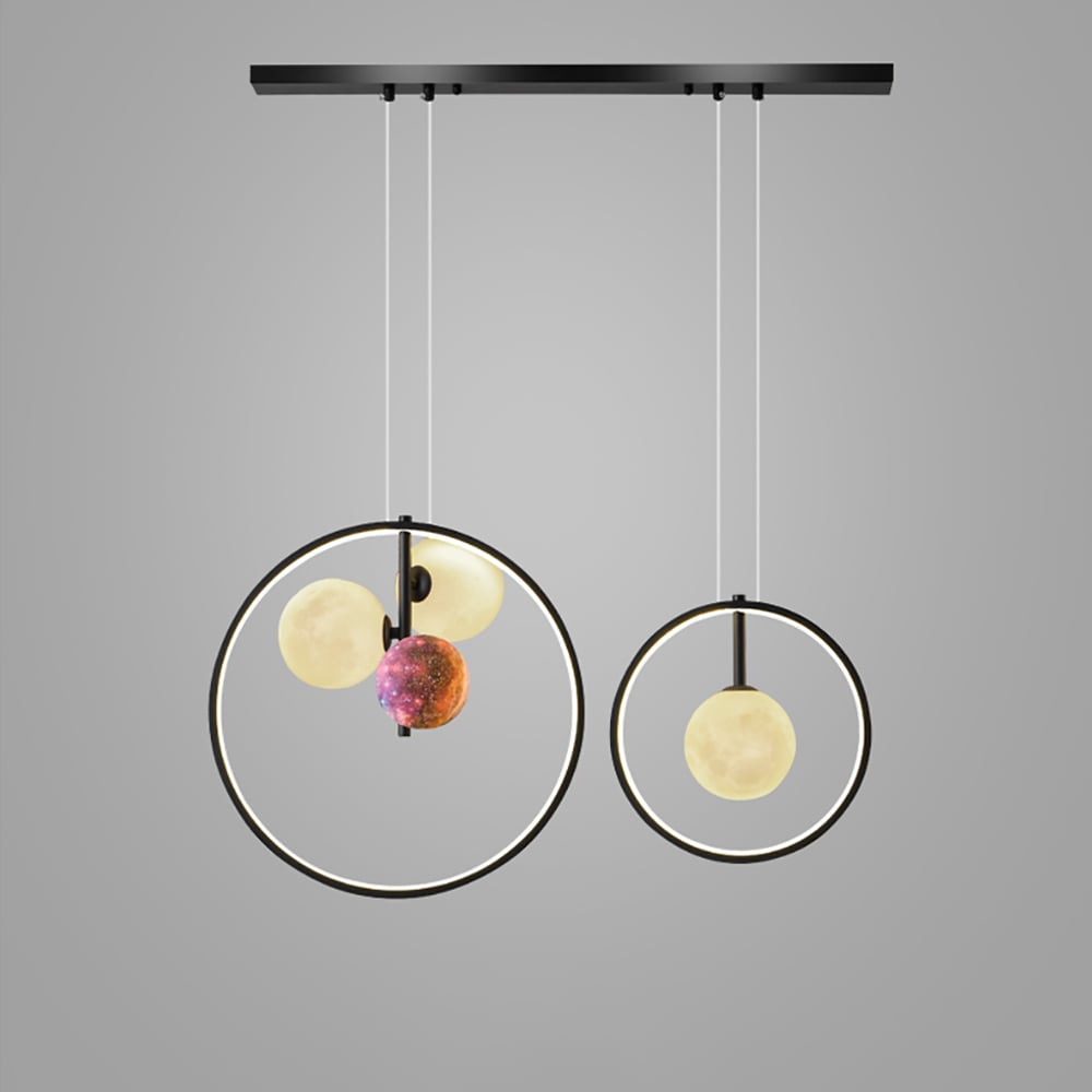 Lámpara colgante LED moderna de 4 luces de isla lineal con pantalla de vidrio Imagen de ventana