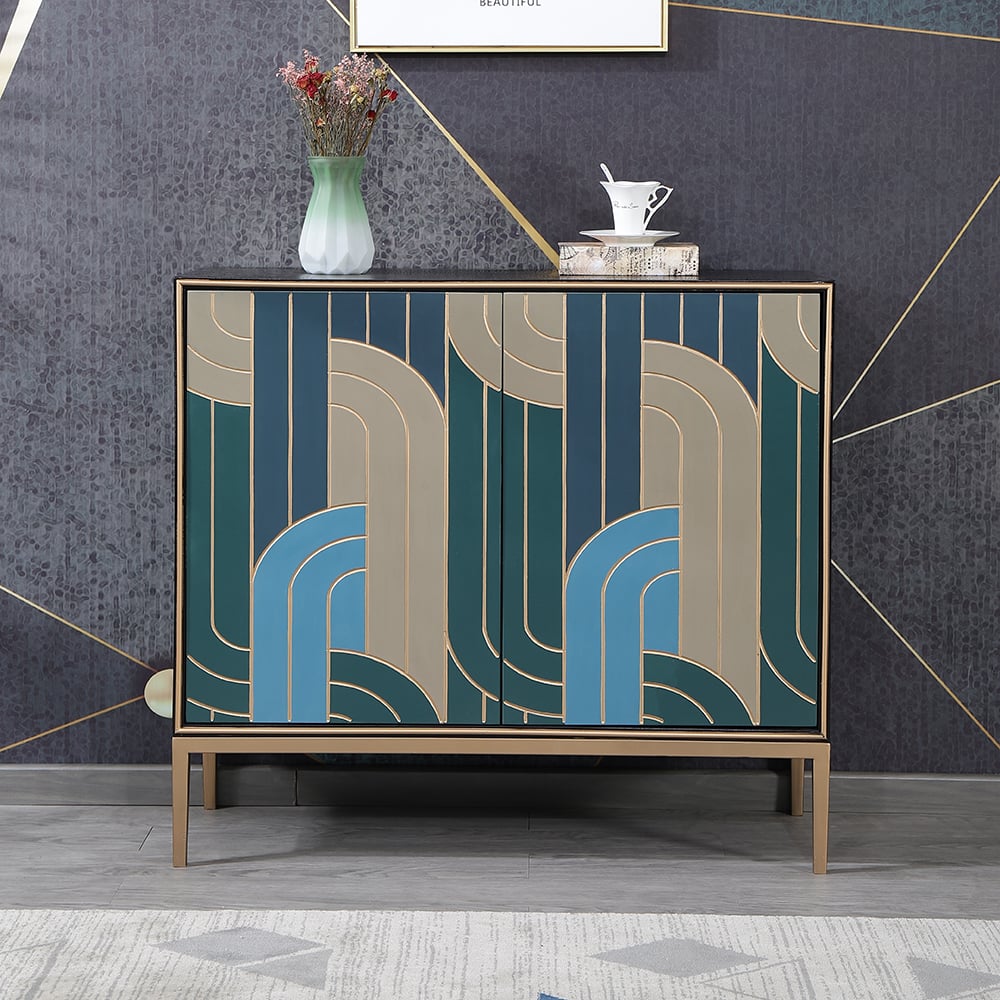 Vitrine multicolore de 1000 mm, 2 portes, 4 étagères image de fenêtre