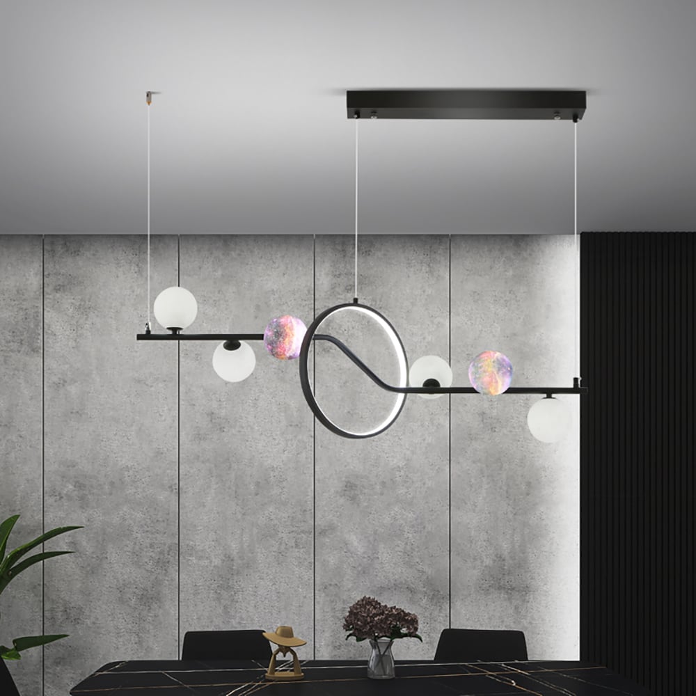 Modern 6-Light LED Island Light Ceiling Light with Globe Shade window image