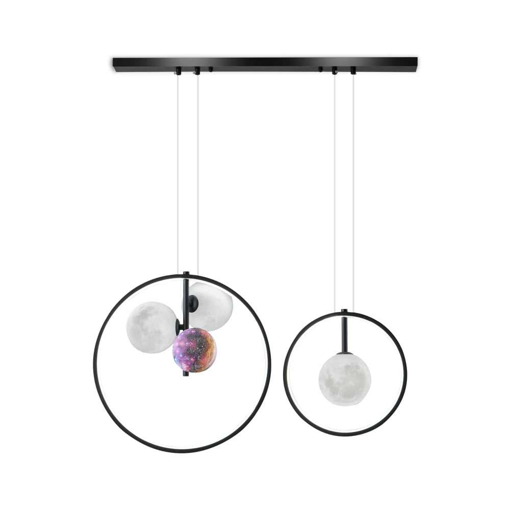 Lámpara colgante LED moderna de 4 luces de isla lineal con pantalla de vidrio Imagen de ventana