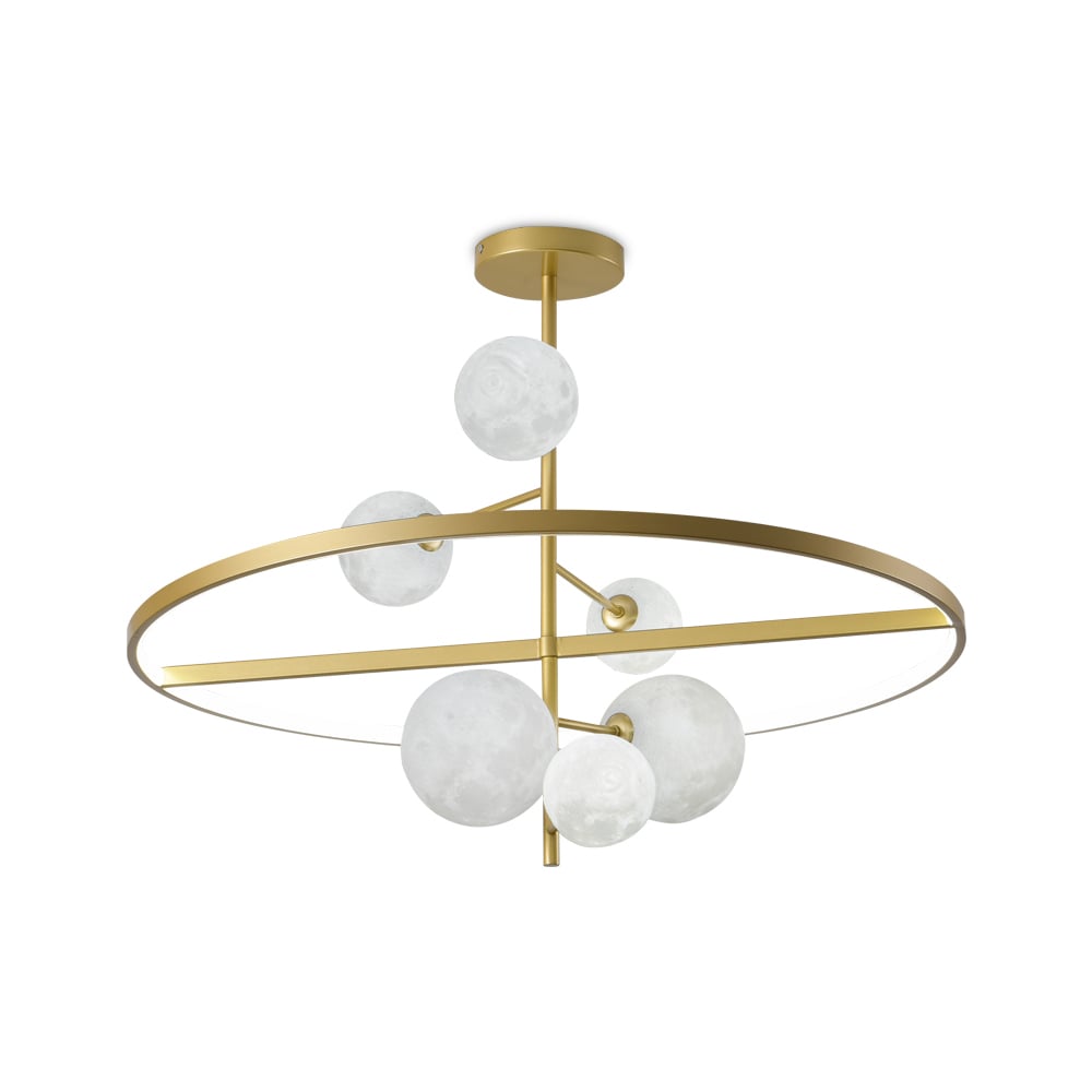 Modern Chandelier Metal LED Ceiling Light with Moon Shade window image