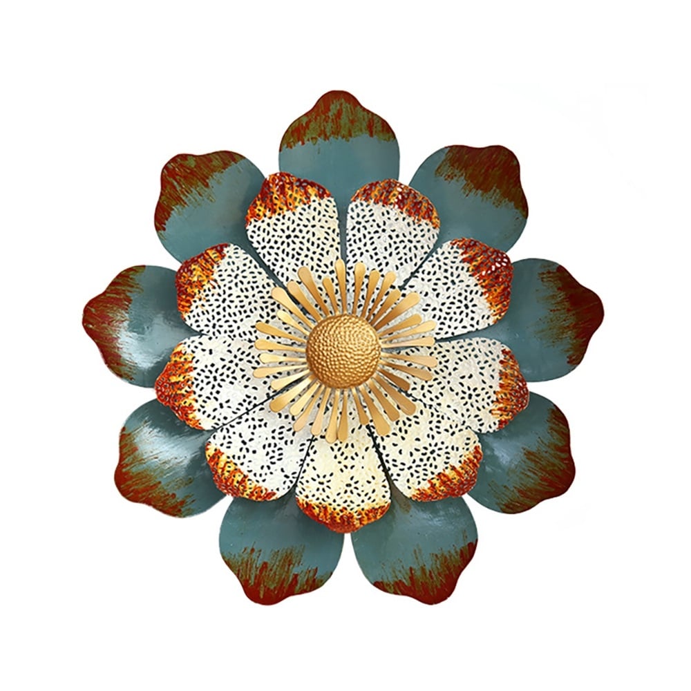 15" Creative 3D Metal Lotus Flower Wall Decor Home Room Background Art window image