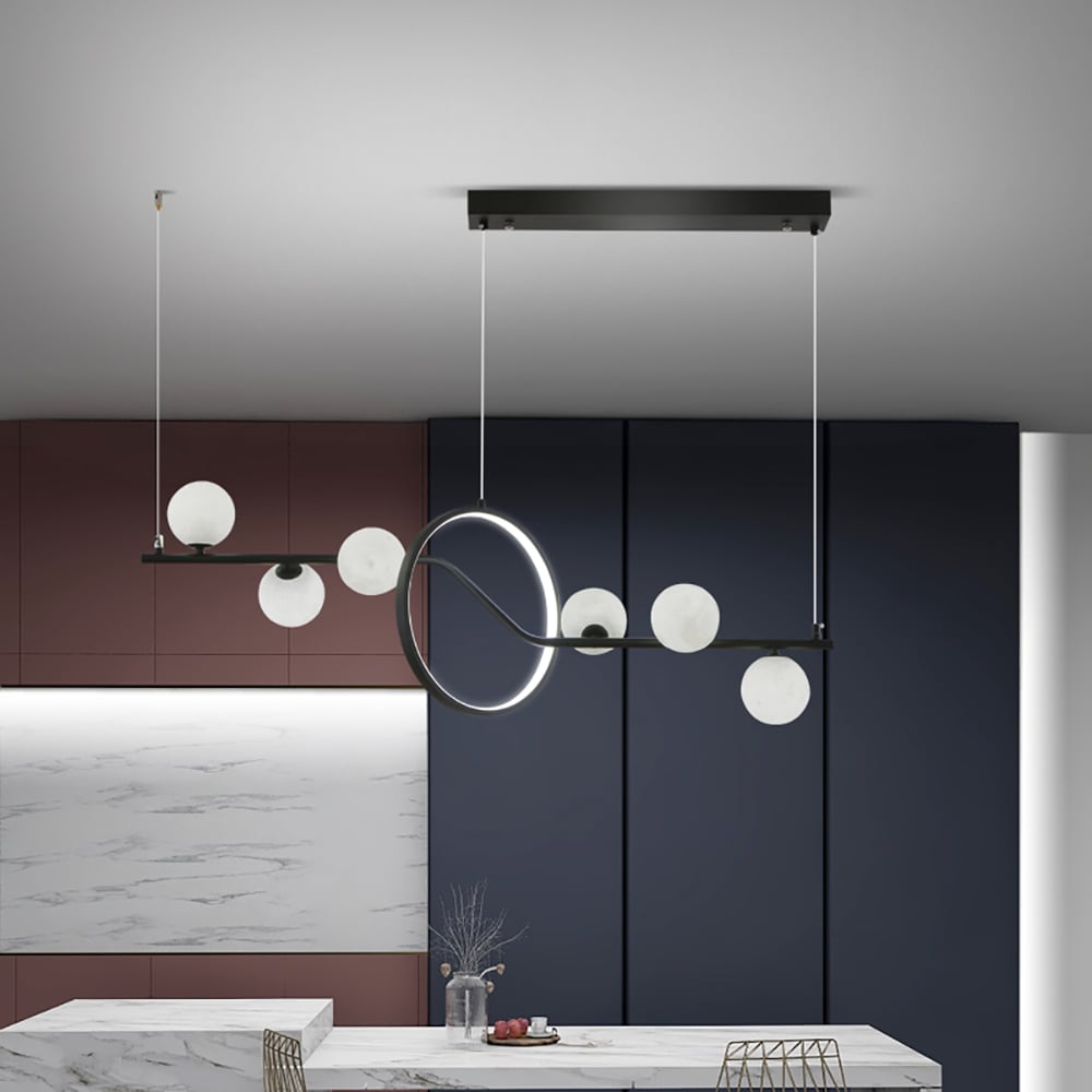 Modern 6-Light LED Island Light Ceiling Light with Globe Shade window image