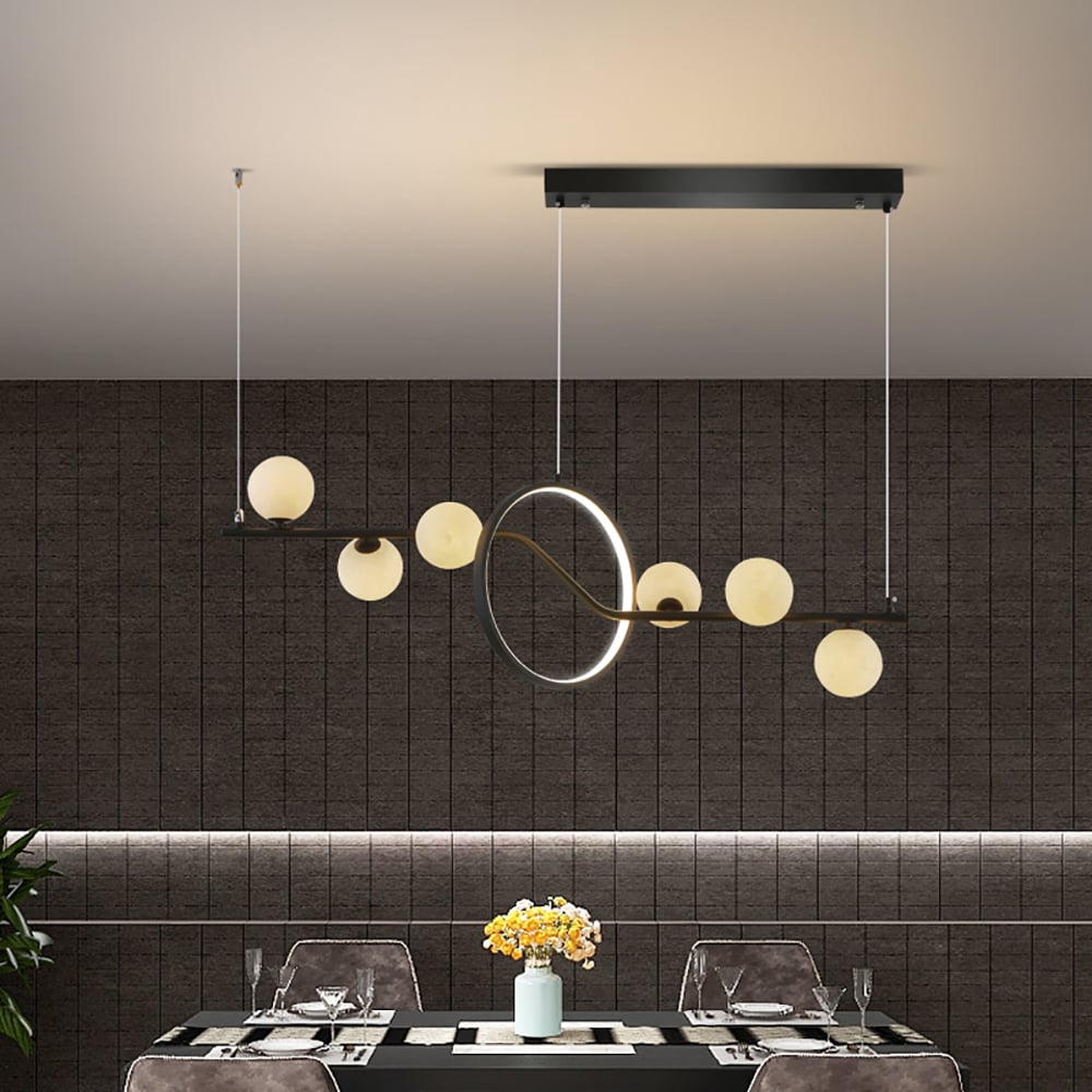 Modern 6-Light LED Island Light Ceiling Light with Globe Shade window image