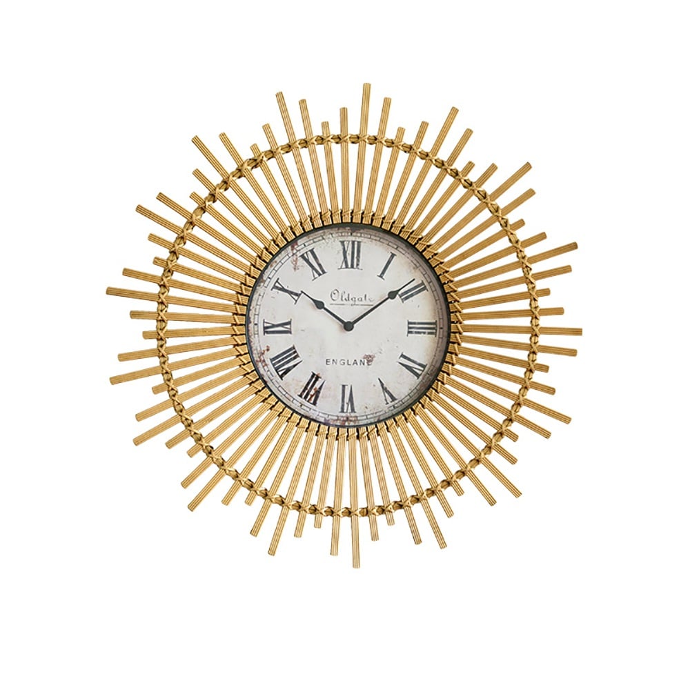 22.8" Oversized Creative Sunburst-Shape Bamboo Wall Clock window image