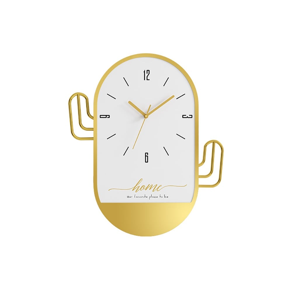 Nordic Fashion Style Geometric Oval Wall Clock with Wooden Dial window image