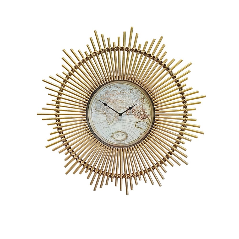 22.8" Oversized Creative Sunburst-Shape Bamboo Wall Clock window image