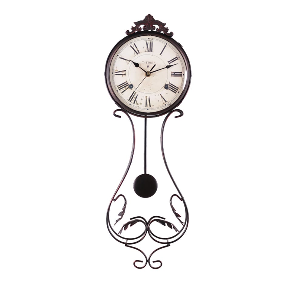 European Retro Style Wall Clock with Unique-Design Pattern Metal Frame window image