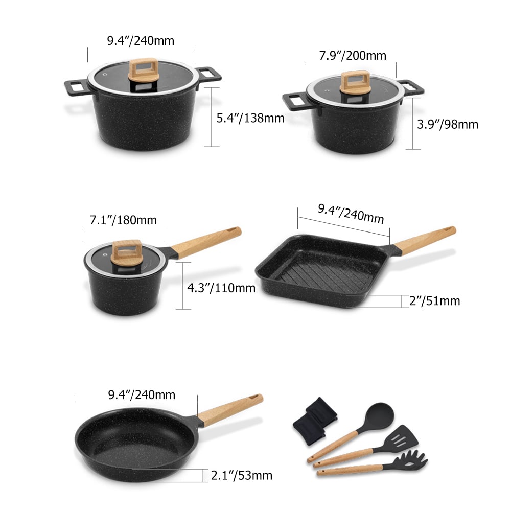 13 Pieces Nonstick Aluminum Cookware Set Pots And Pans window image