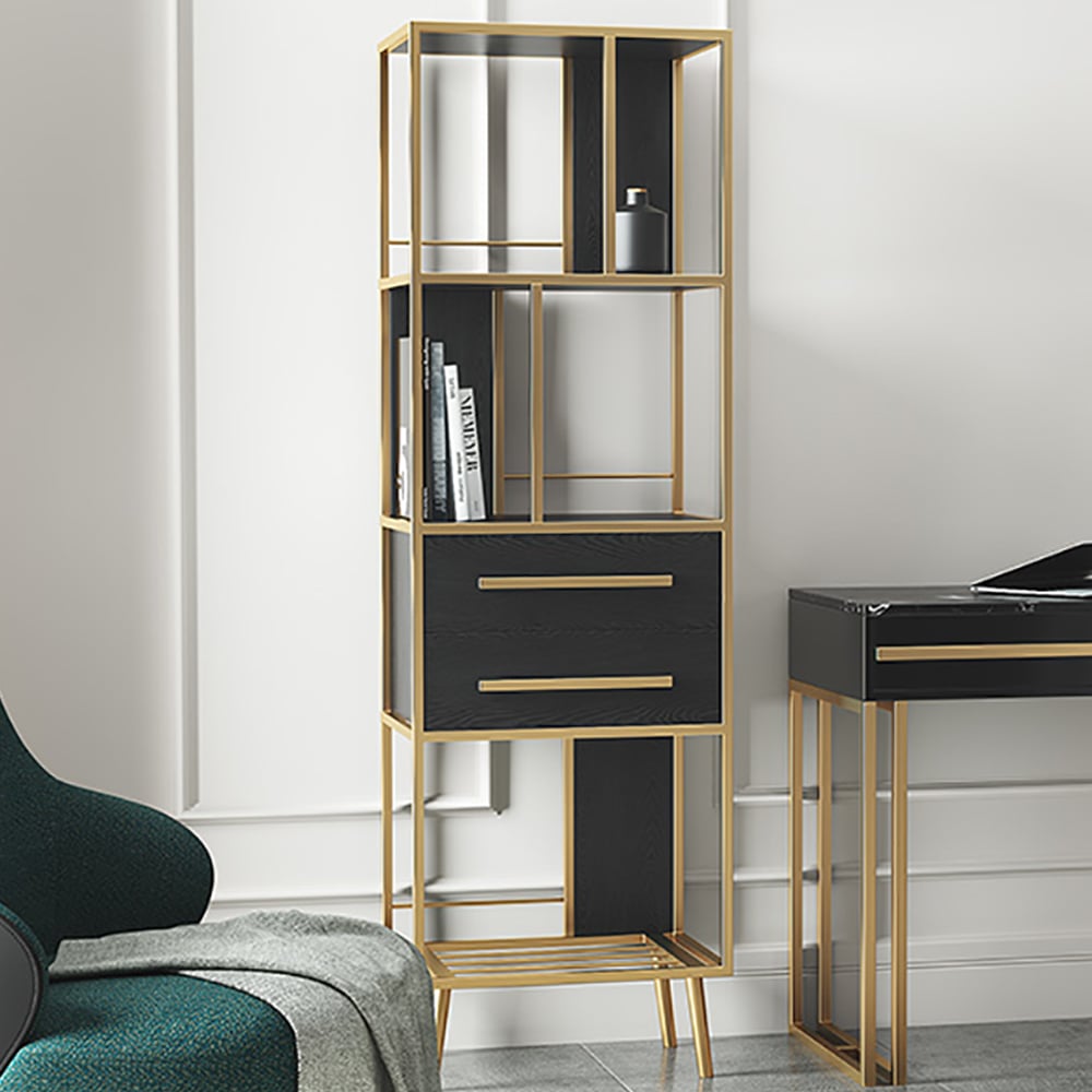 Light Luxury Postmodern Bookshelf with Two Drawers window image
