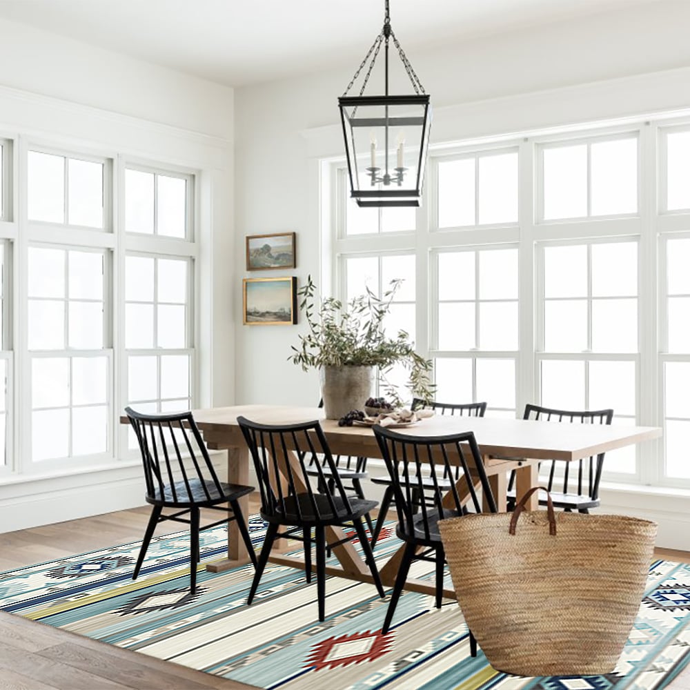 3000mm × 4000mm Modern Simple Geometric Multi-coloured Rectangle Area Rug window image