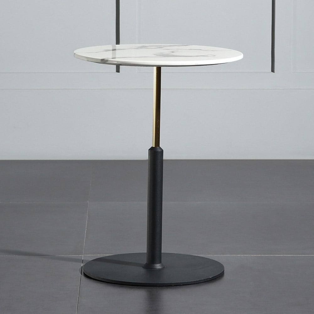 Modern White Round Bar Table with Marble Tabletop window image
